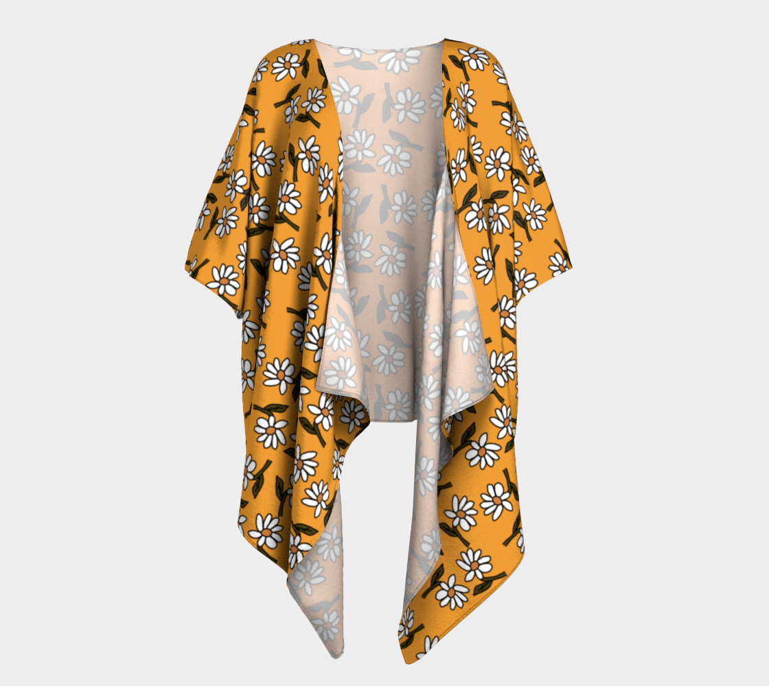 daisy orange draped Kimono