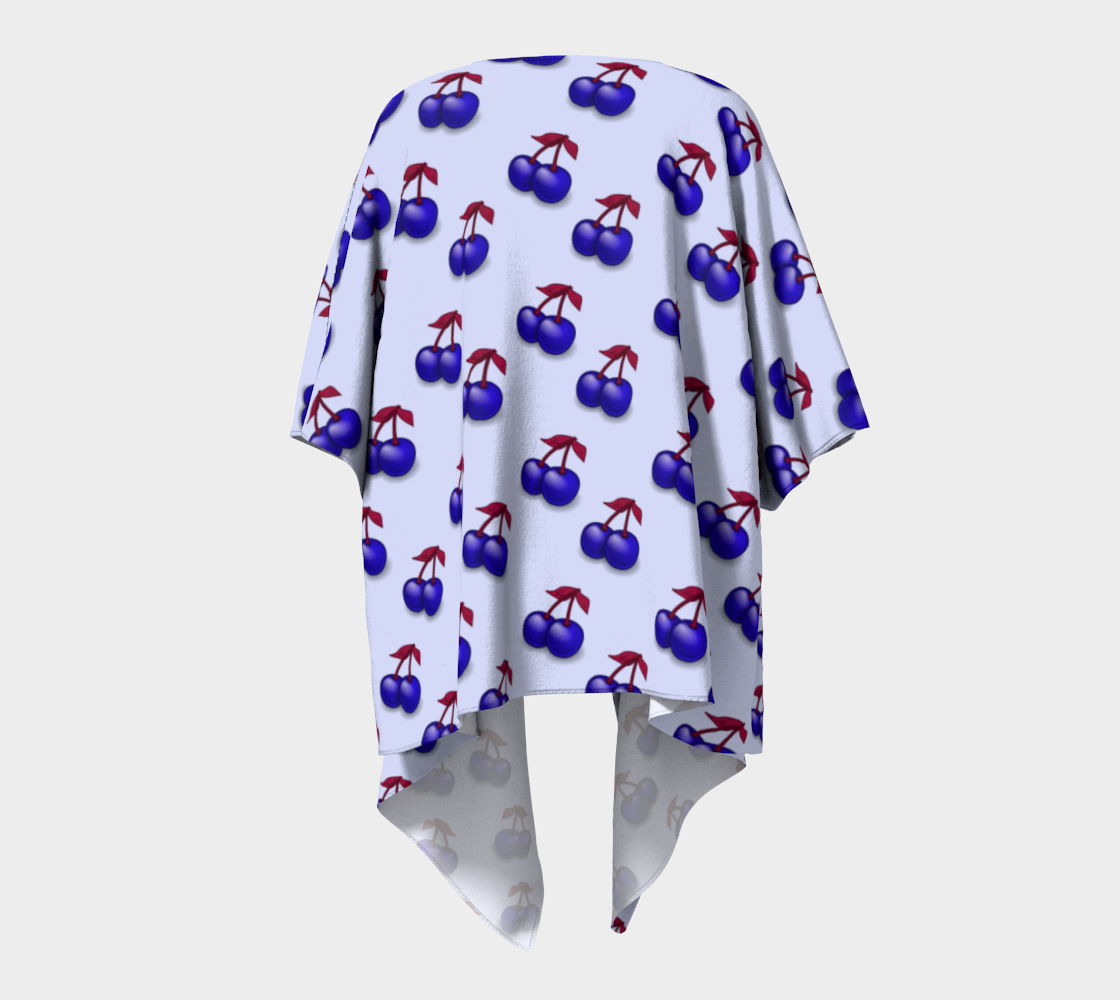 retro blue cherries draped Kimono