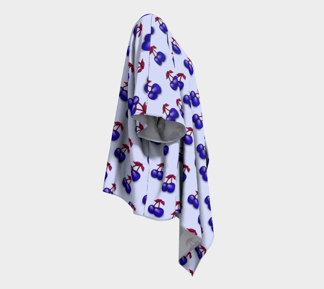 retro blue cherries draped Kimono