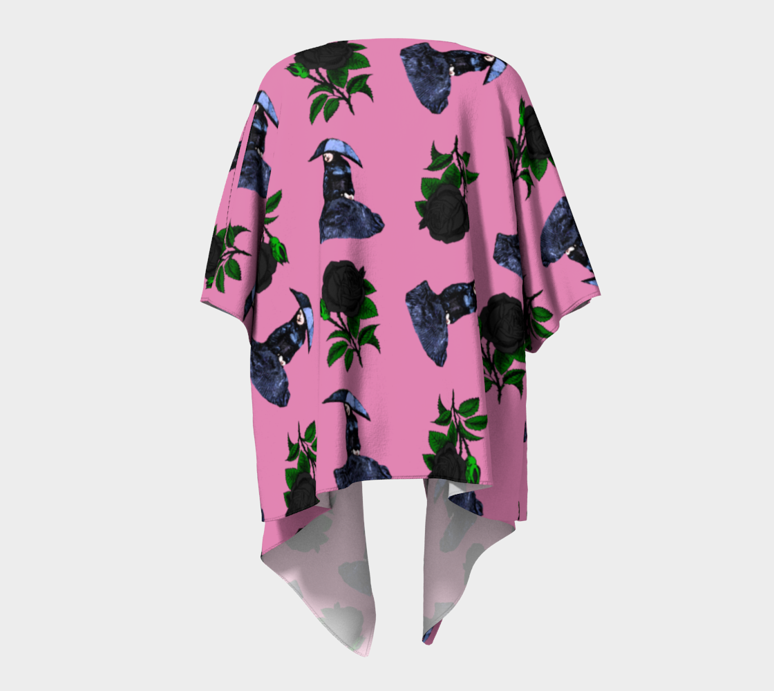 gothic girl rose light pink pattern draped Kimono