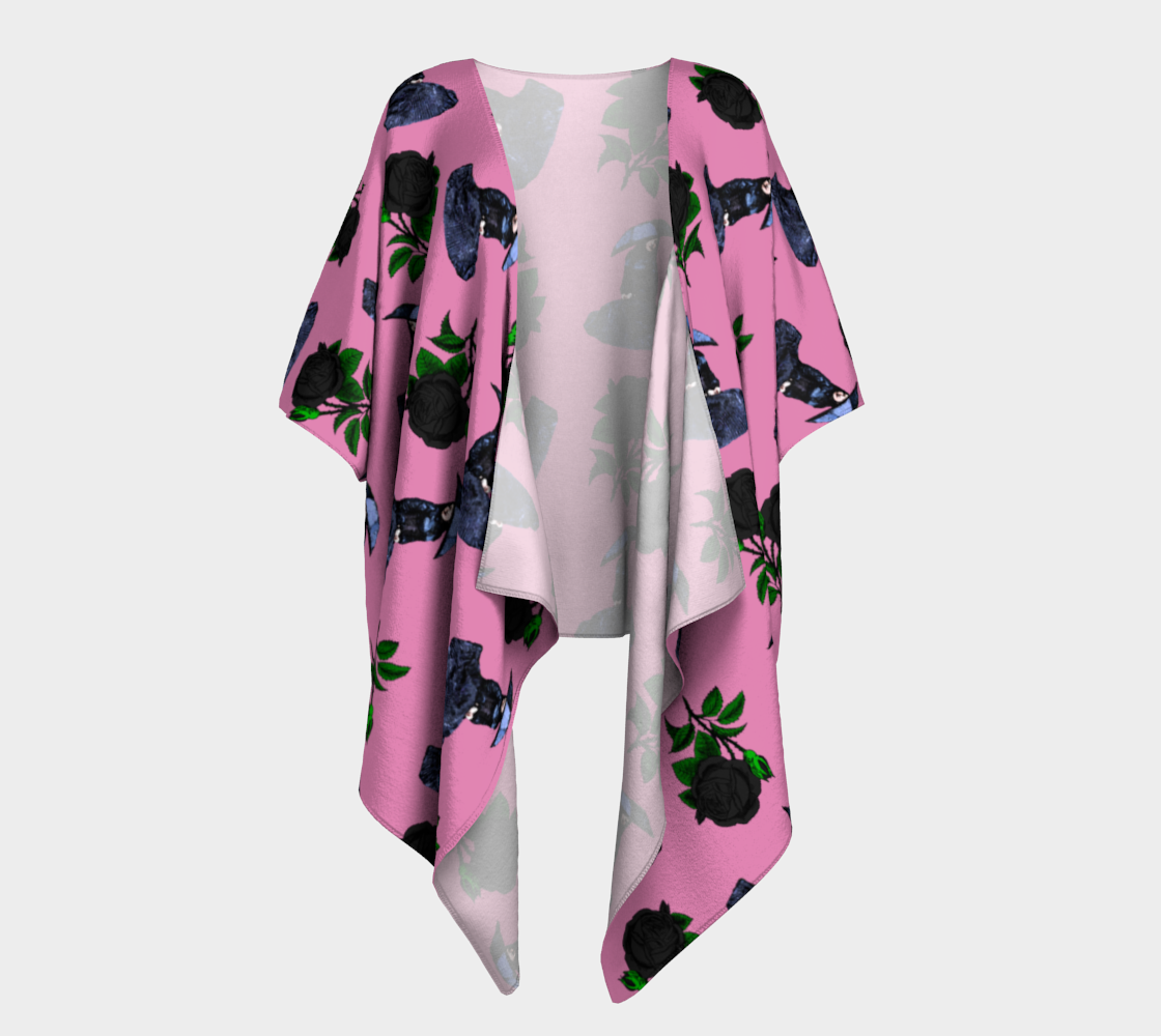 gothic girl rose light pink pattern draped Kimono