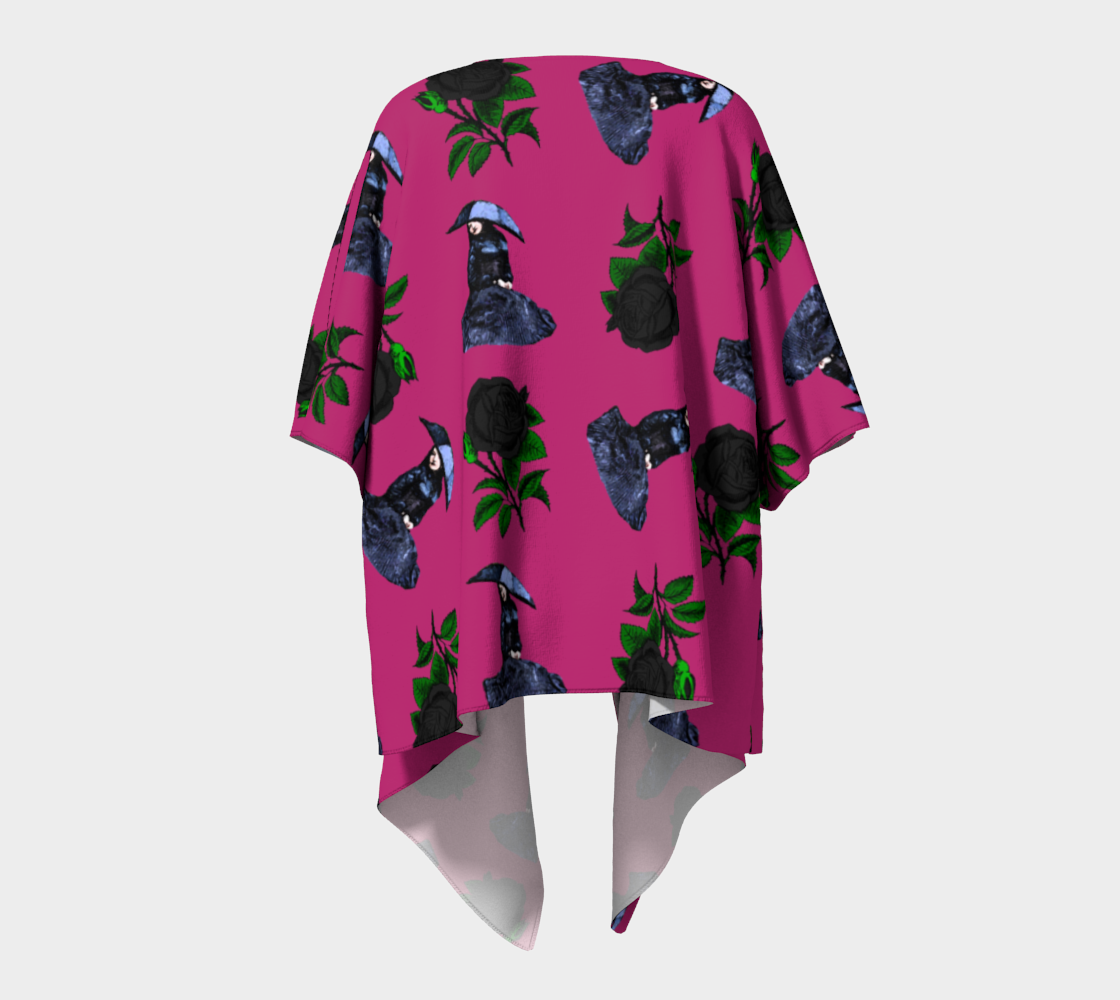 gothic girl rose pink pattern draped Kimono