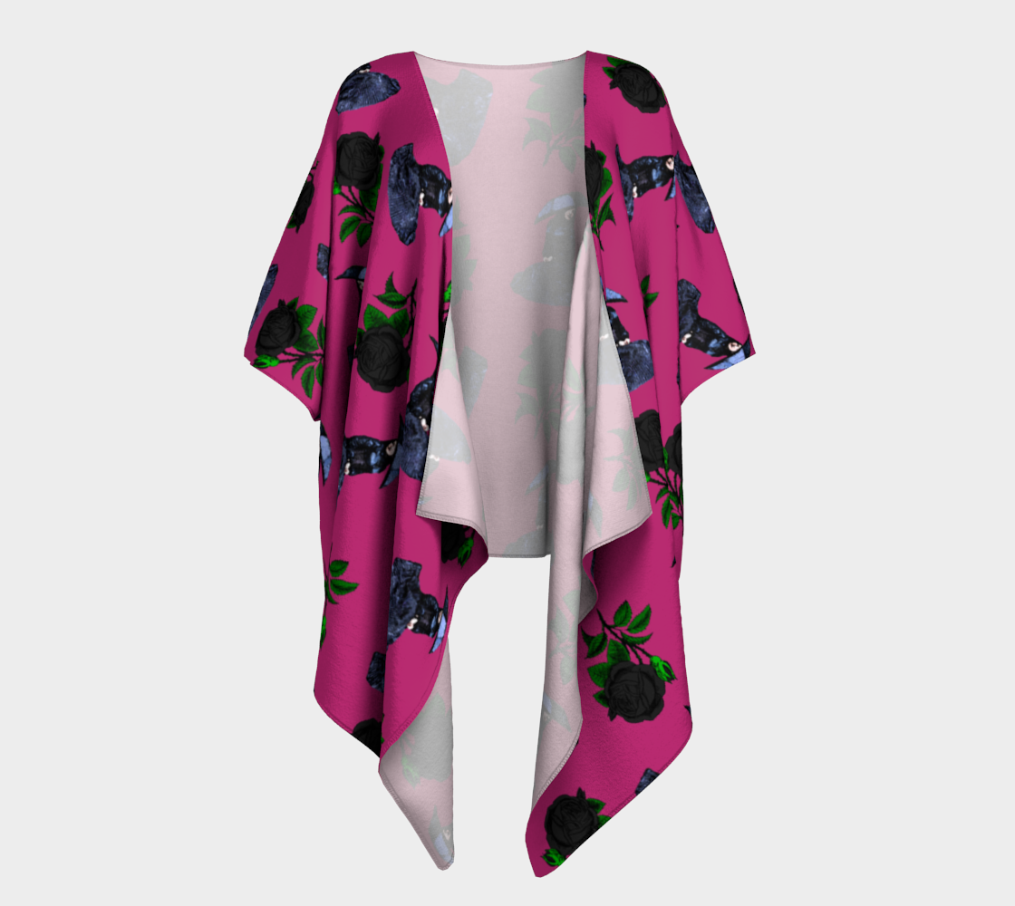 gothic girl rose pink pattern draped Kimono