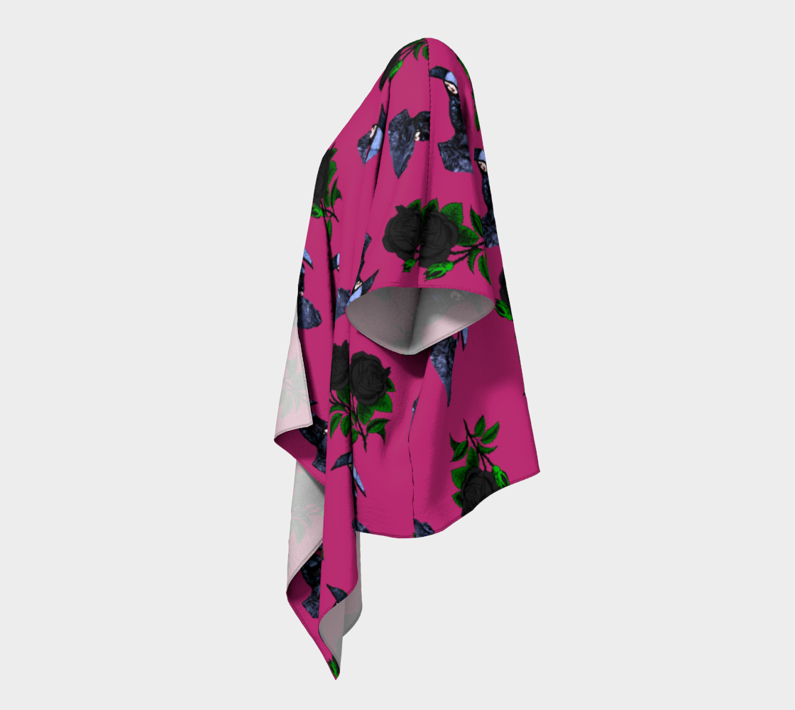 gothic girl rose pink pattern draped Kimono