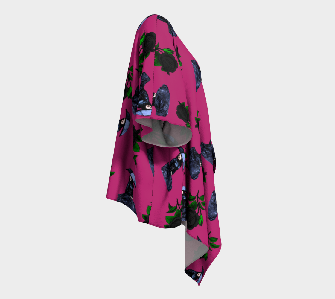 gothic girl rose pink pattern draped Kimono