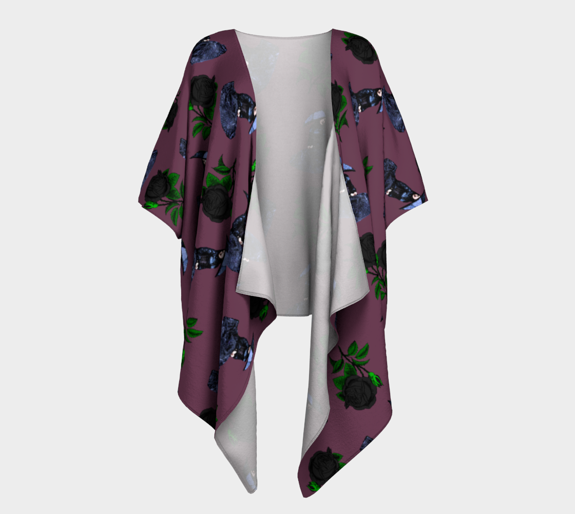 gothic girl rose mauve pattern draped Kimono