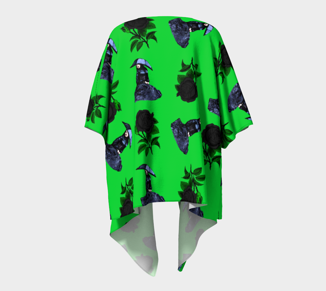 gothic girl rose green pattern draped Kimono