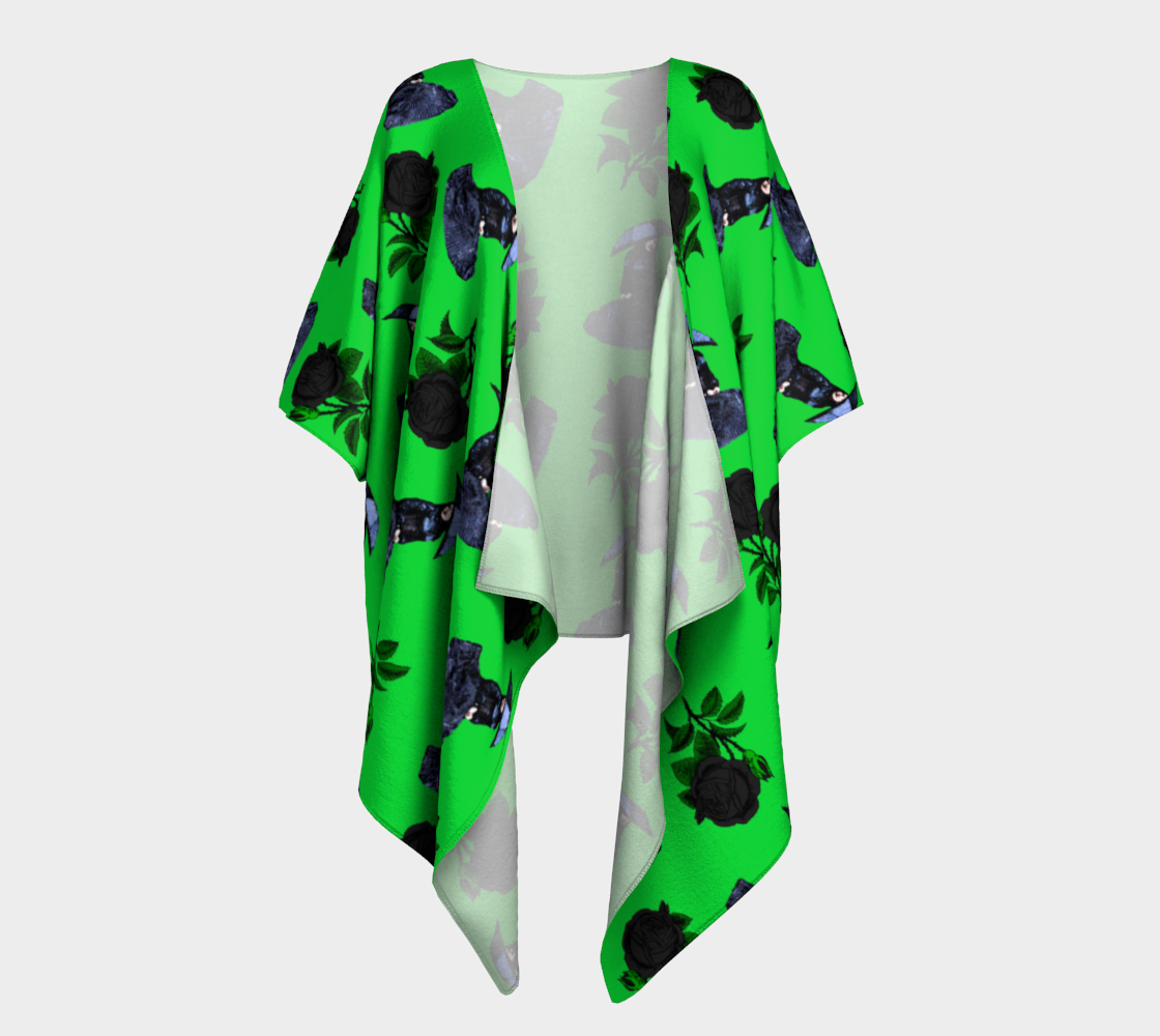 gothic girl rose green pattern draped Kimono