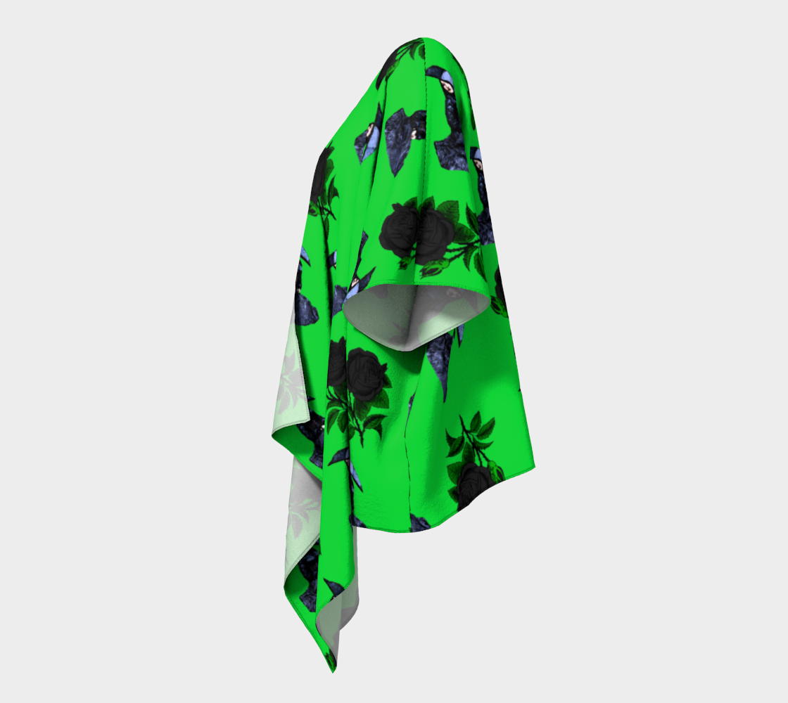 gothic girl rose green pattern draped Kimono