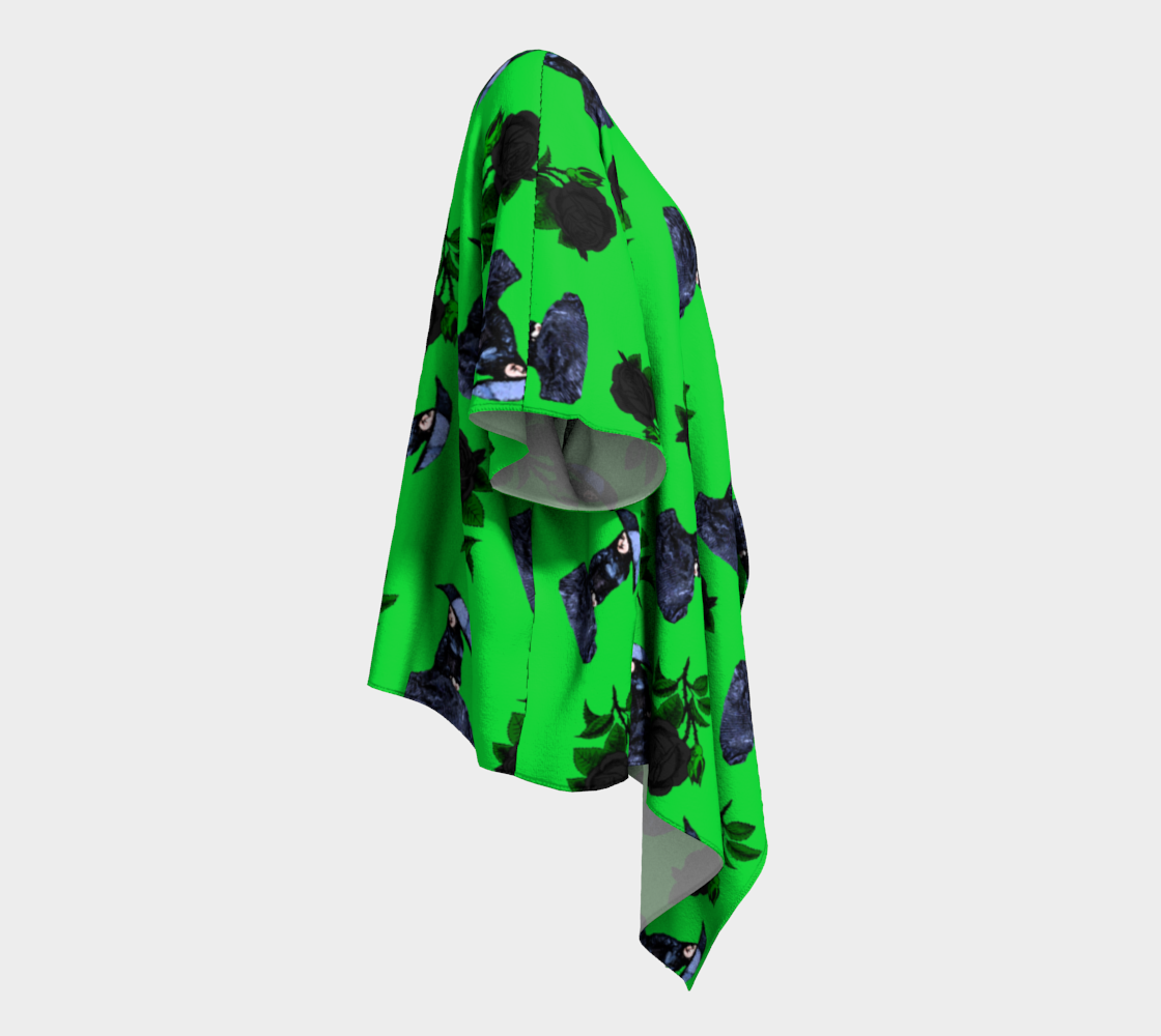 gothic girl rose green pattern draped Kimono