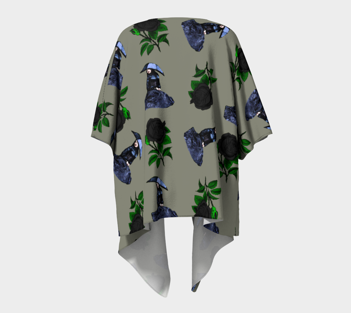 gothic girl rose grey pattern draped Kimono