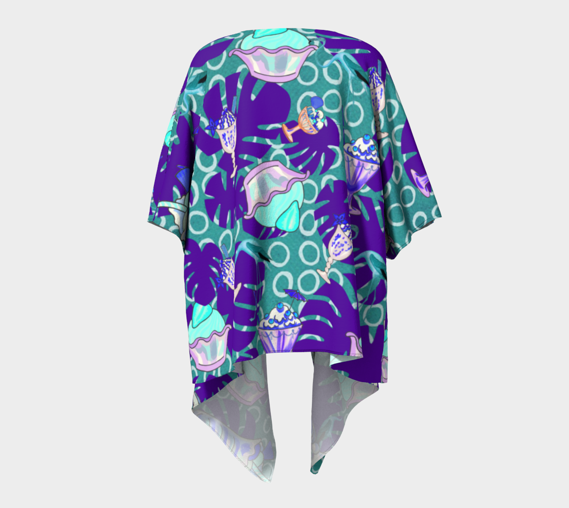 ice cream tropical pattern blue draped Kimono