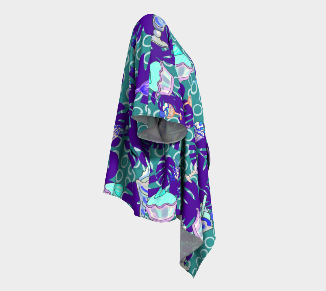 ice cream tropical pattern blue draped Kimono