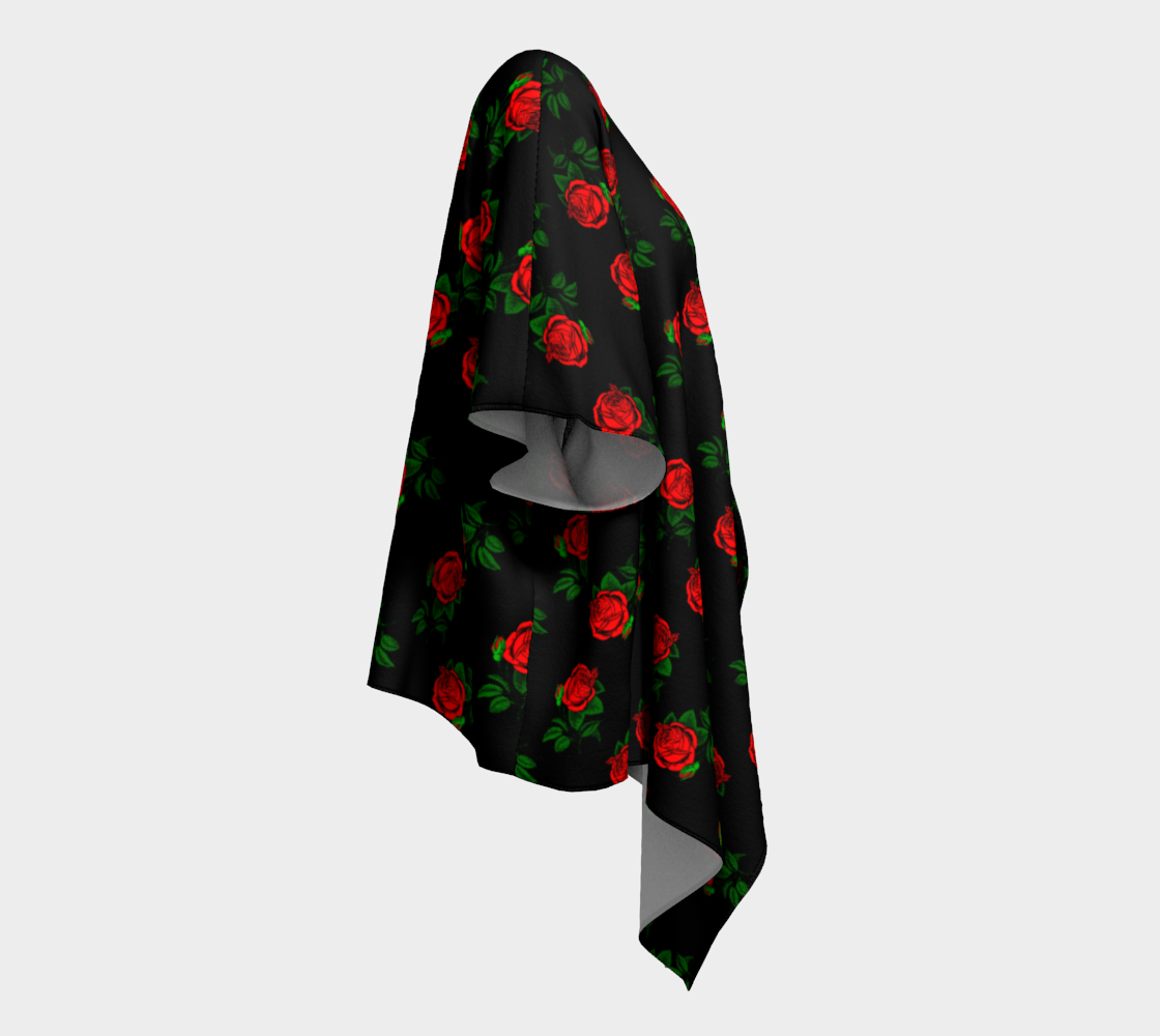 red roses black draped Kimono