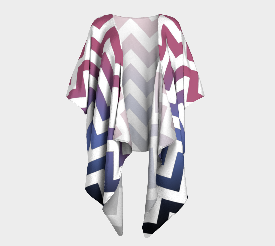 pink blue black ombre chevron draped Kimono