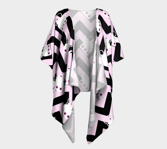 pink teapot chevron draped Kimono