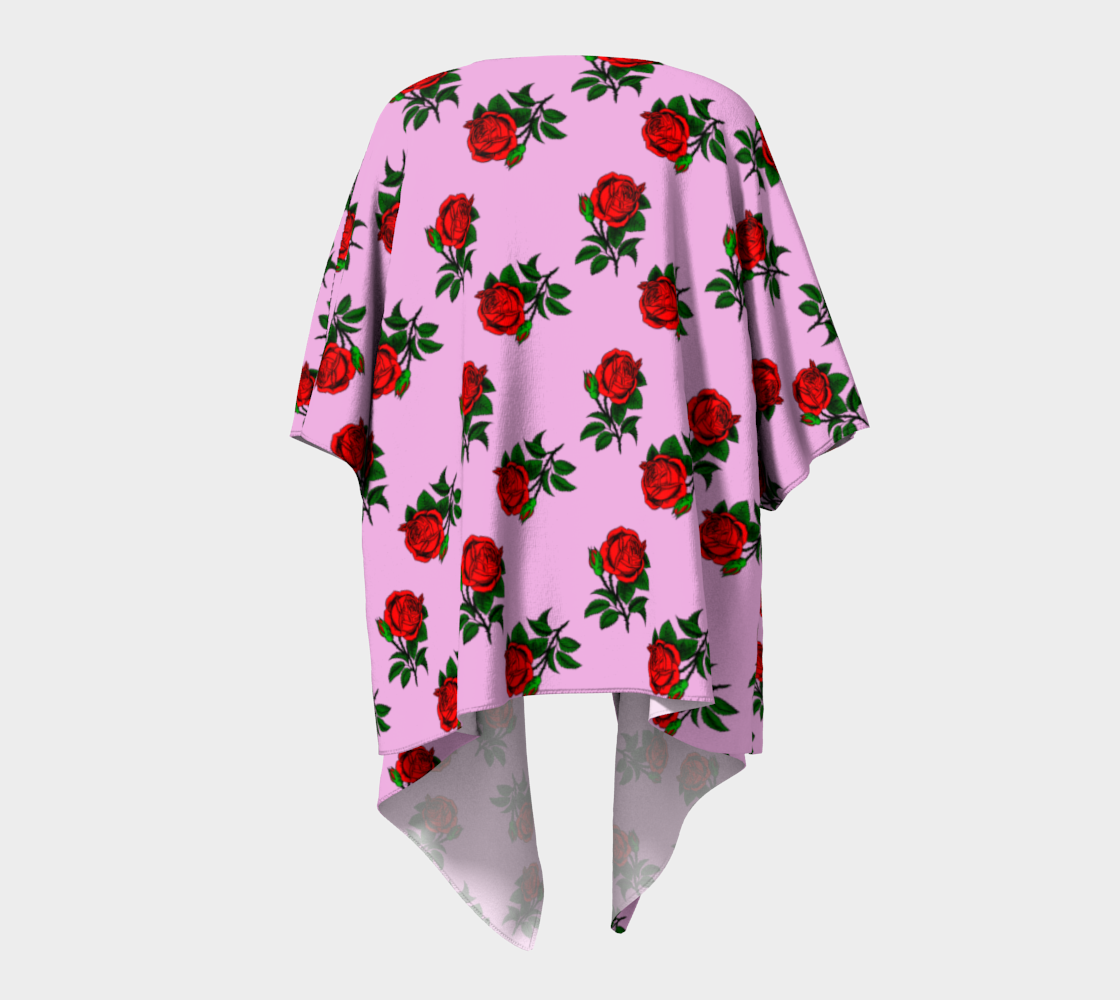 red roses pink draped Kimono