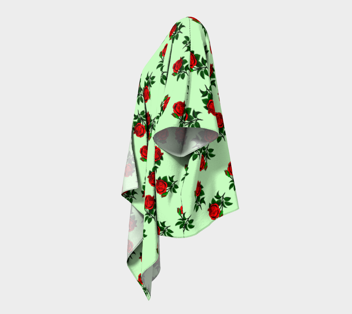 red roses green draped Kimono