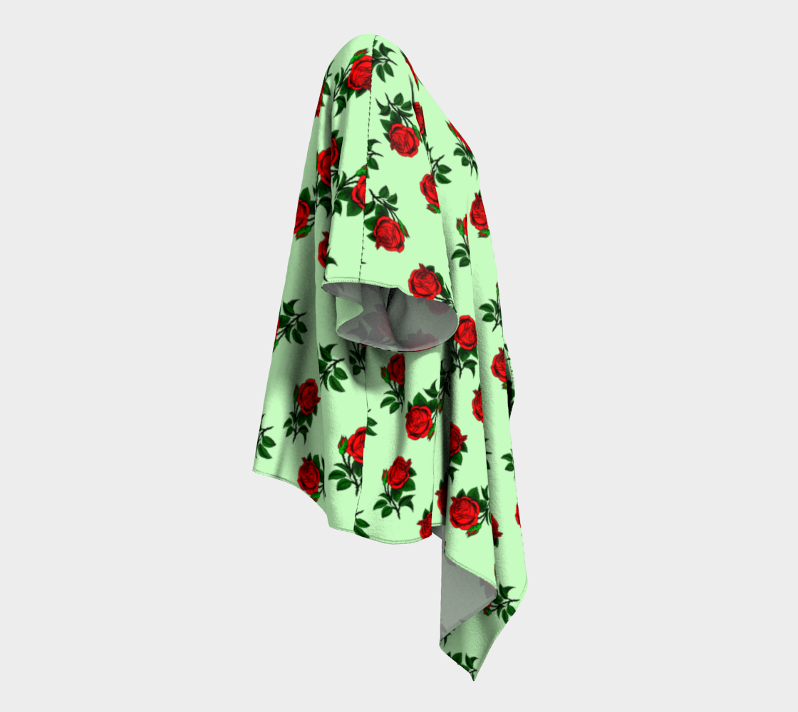 red roses green draped Kimono