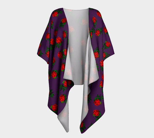 red roses purple draped Kimono