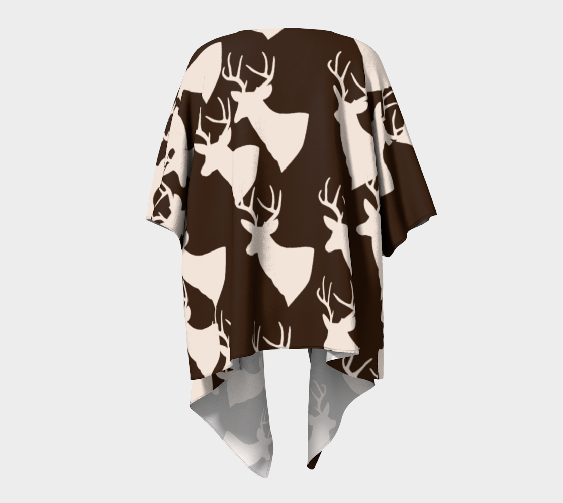 brown deer pattern draped Kimono