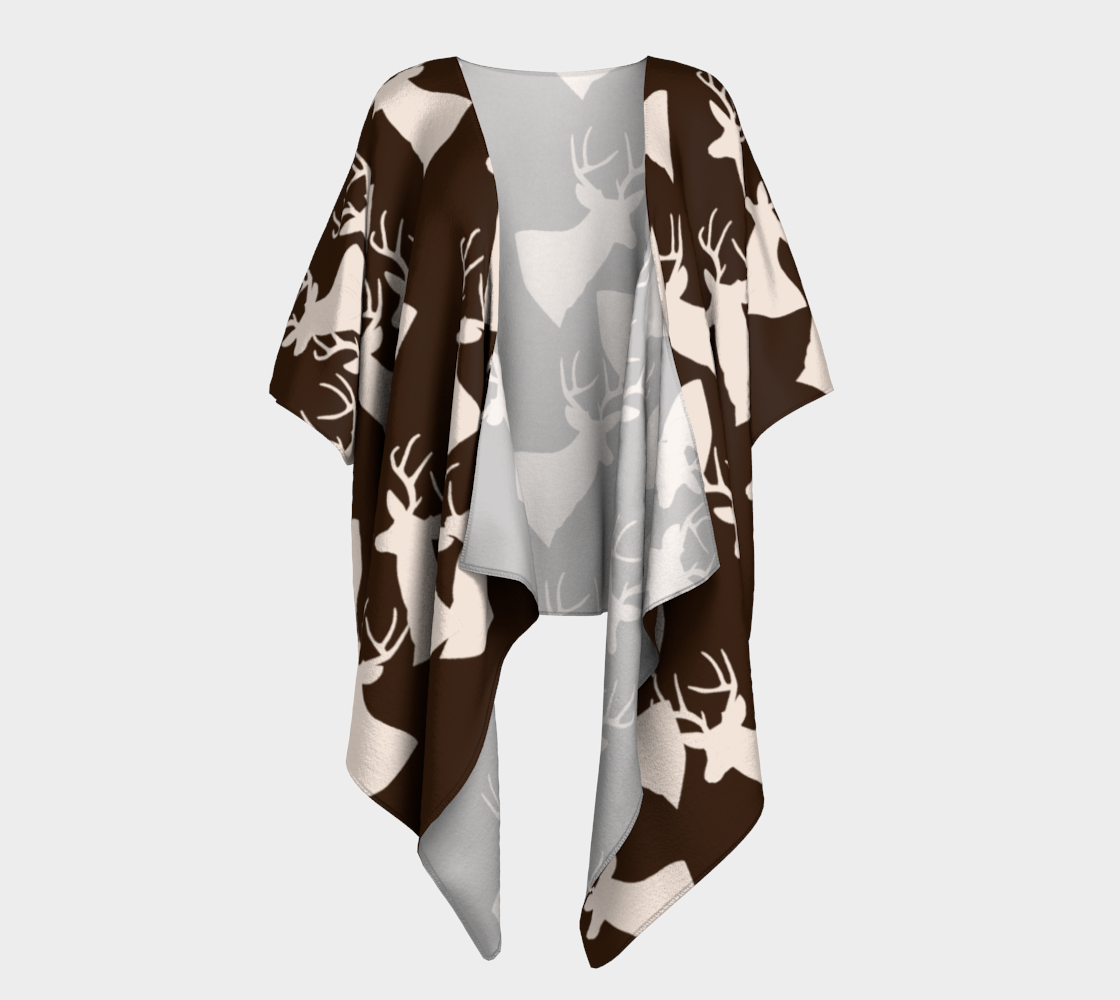 brown deer pattern draped Kimono