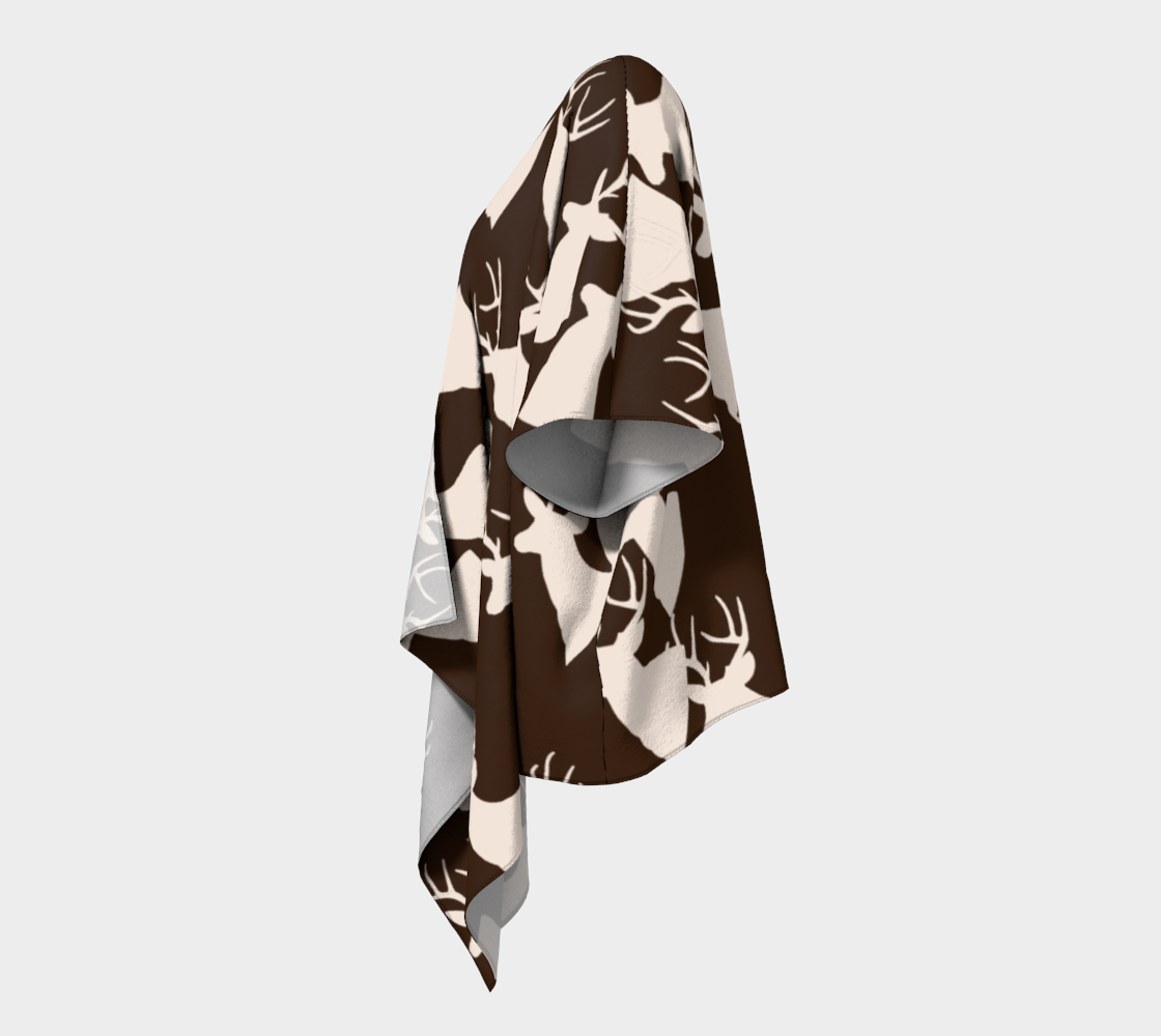 brown deer pattern draped Kimono