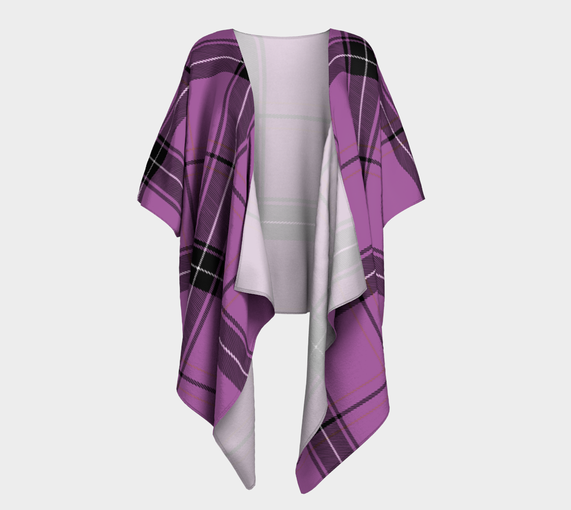 lilac plaid draped Kimono