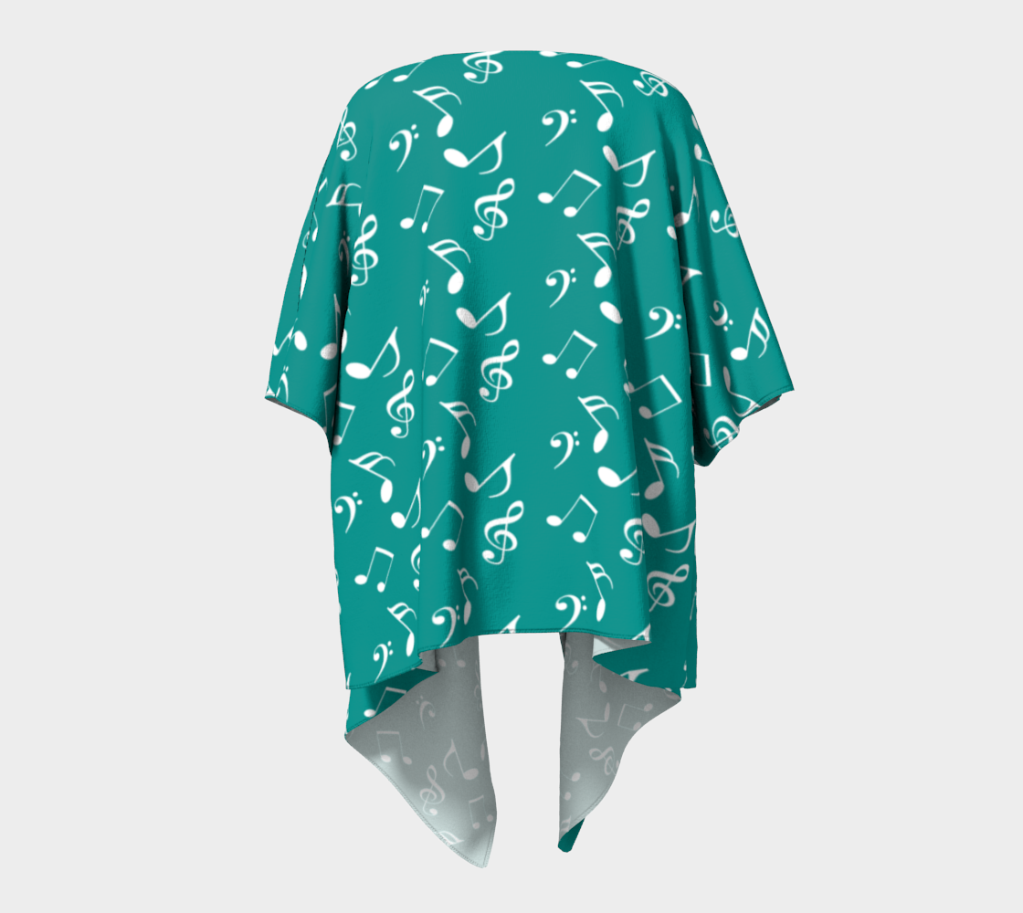 teal music draped Kimono