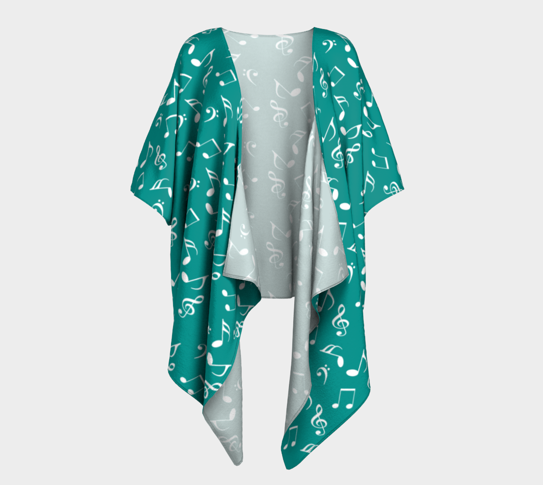 teal music draped Kimono