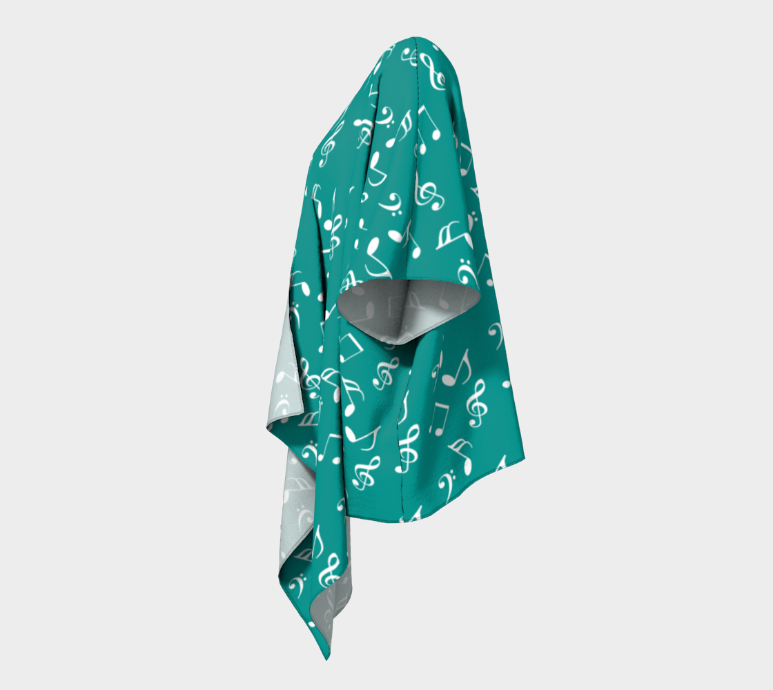 teal music draped Kimono