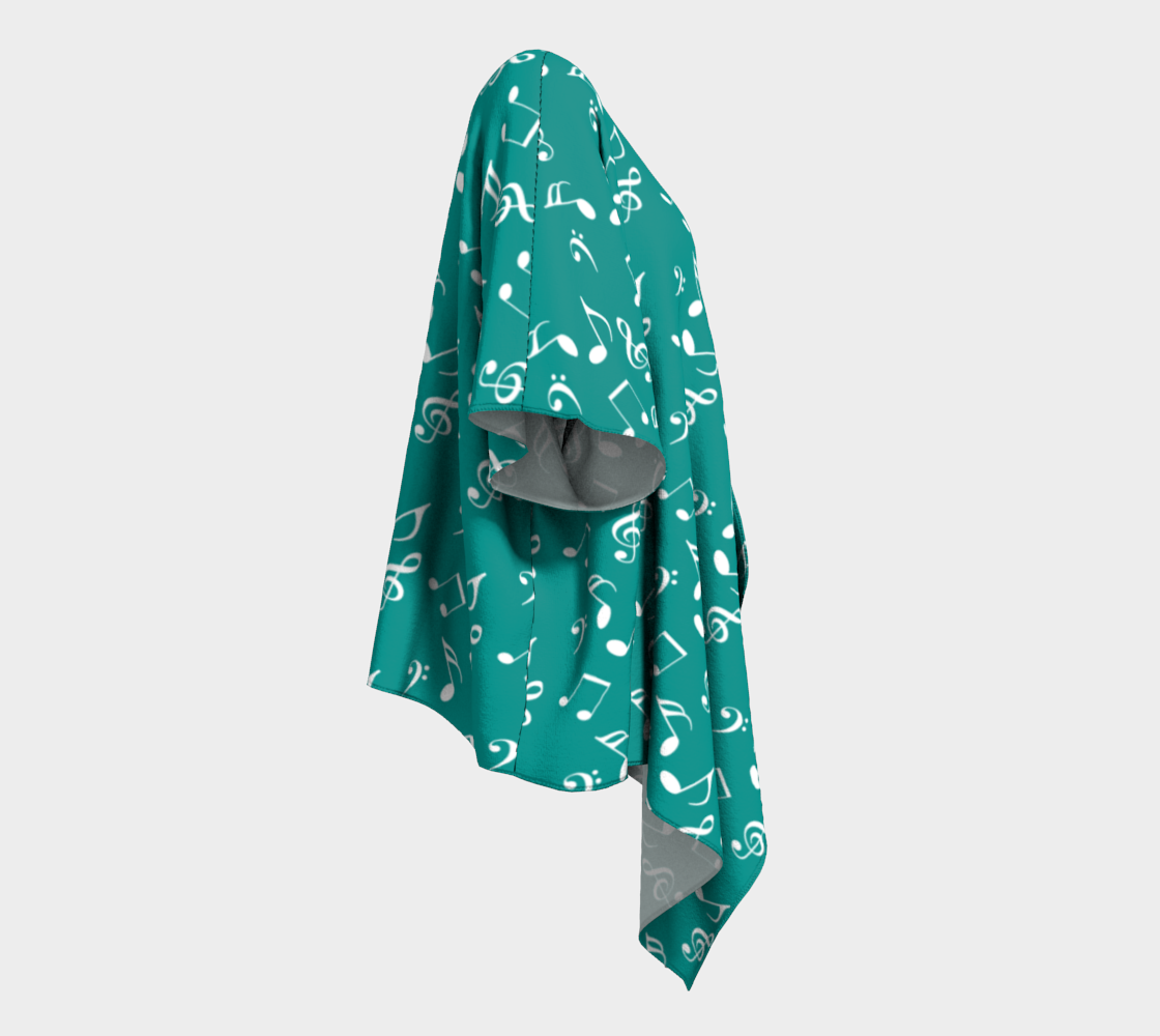 teal music draped Kimono