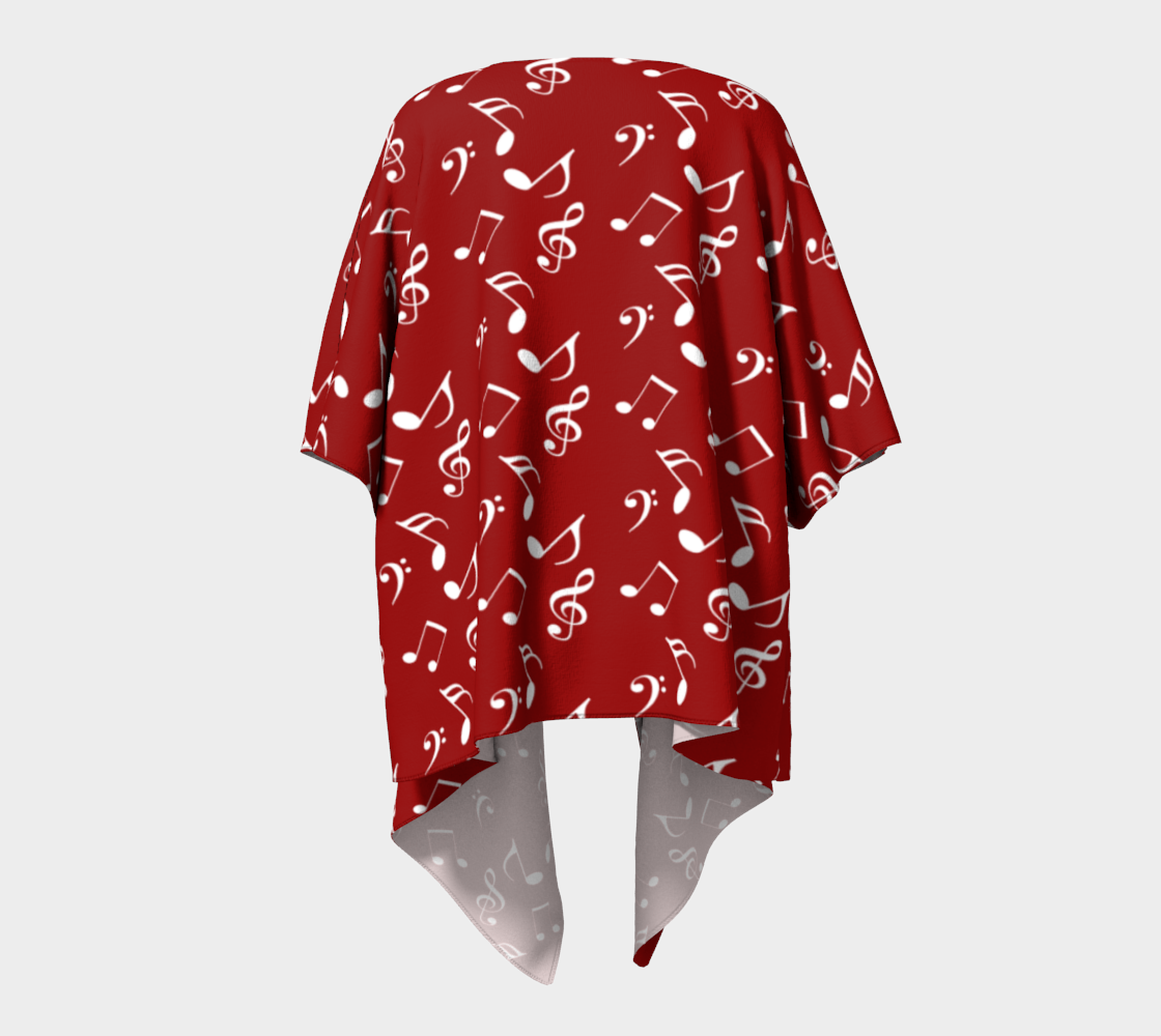 red white music draped Kimono