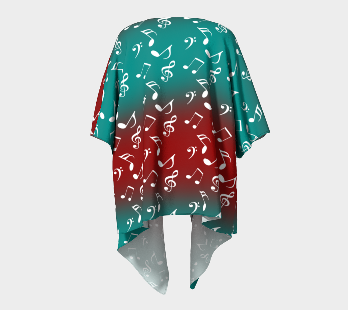 red teal music draped Kimono