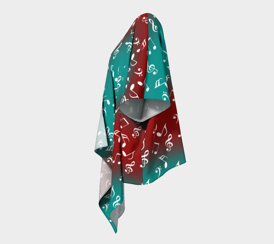 red teal music draped Kimono