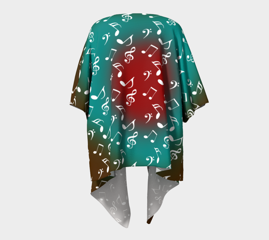 teal music heart music draped Kimono