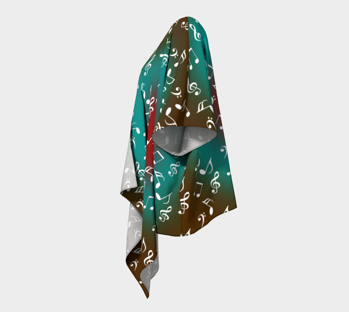 teal music heart music draped Kimono