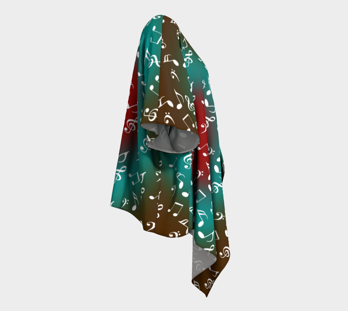 teal music heart music draped Kimono