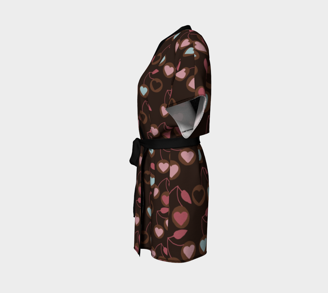 heart cherries brown Kimono