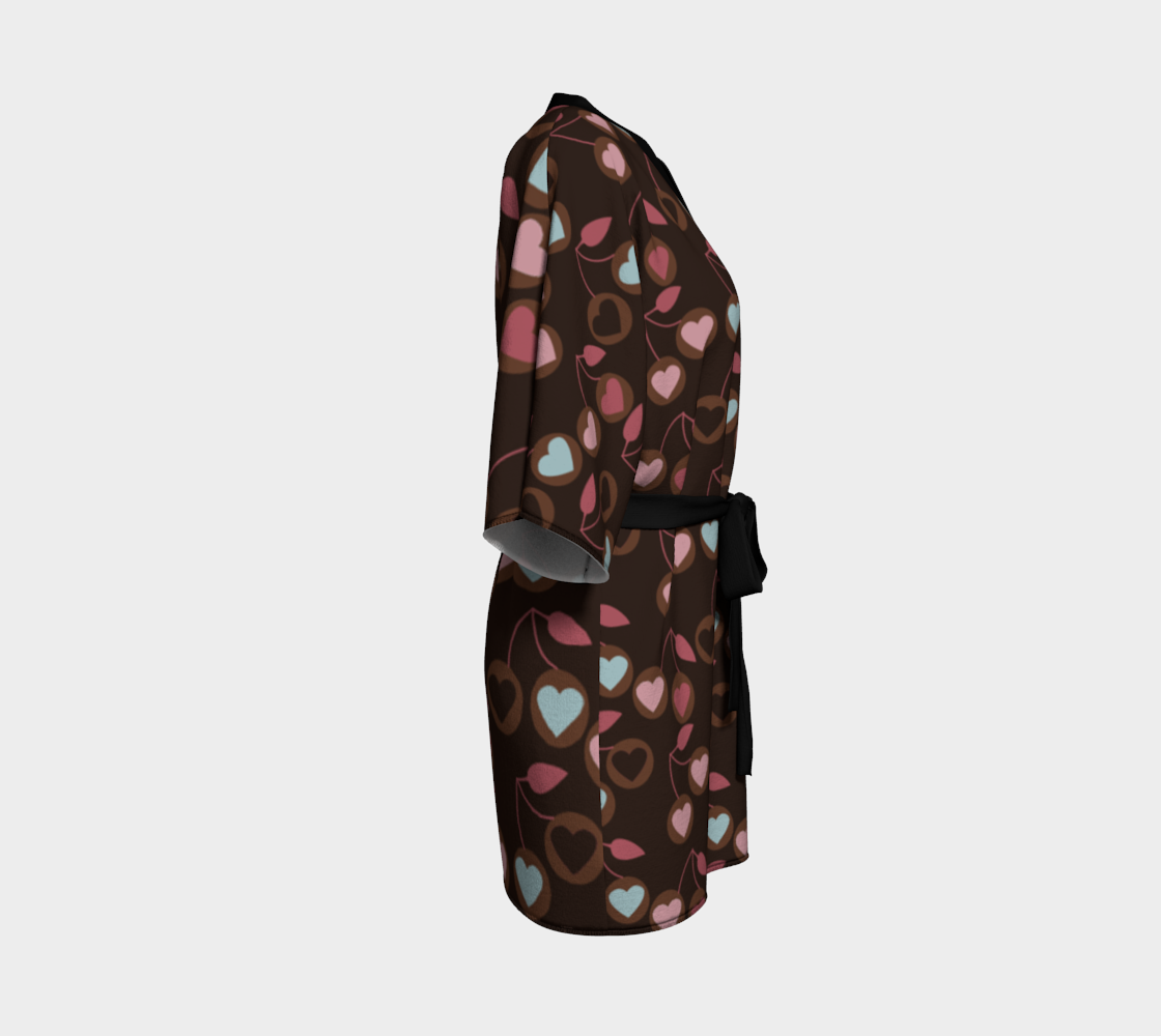 heart cherries brown Kimono