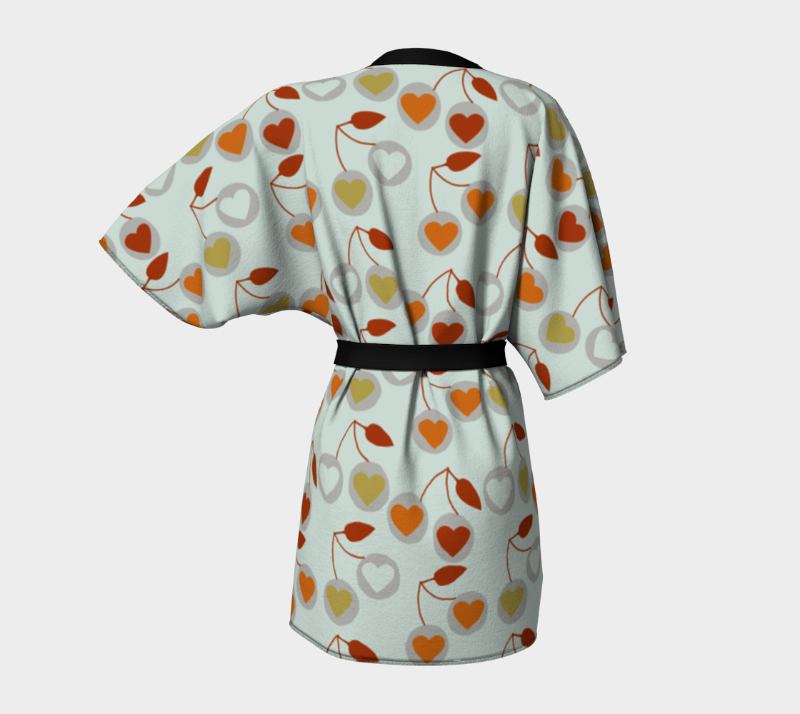 heart cherries grey Kimono