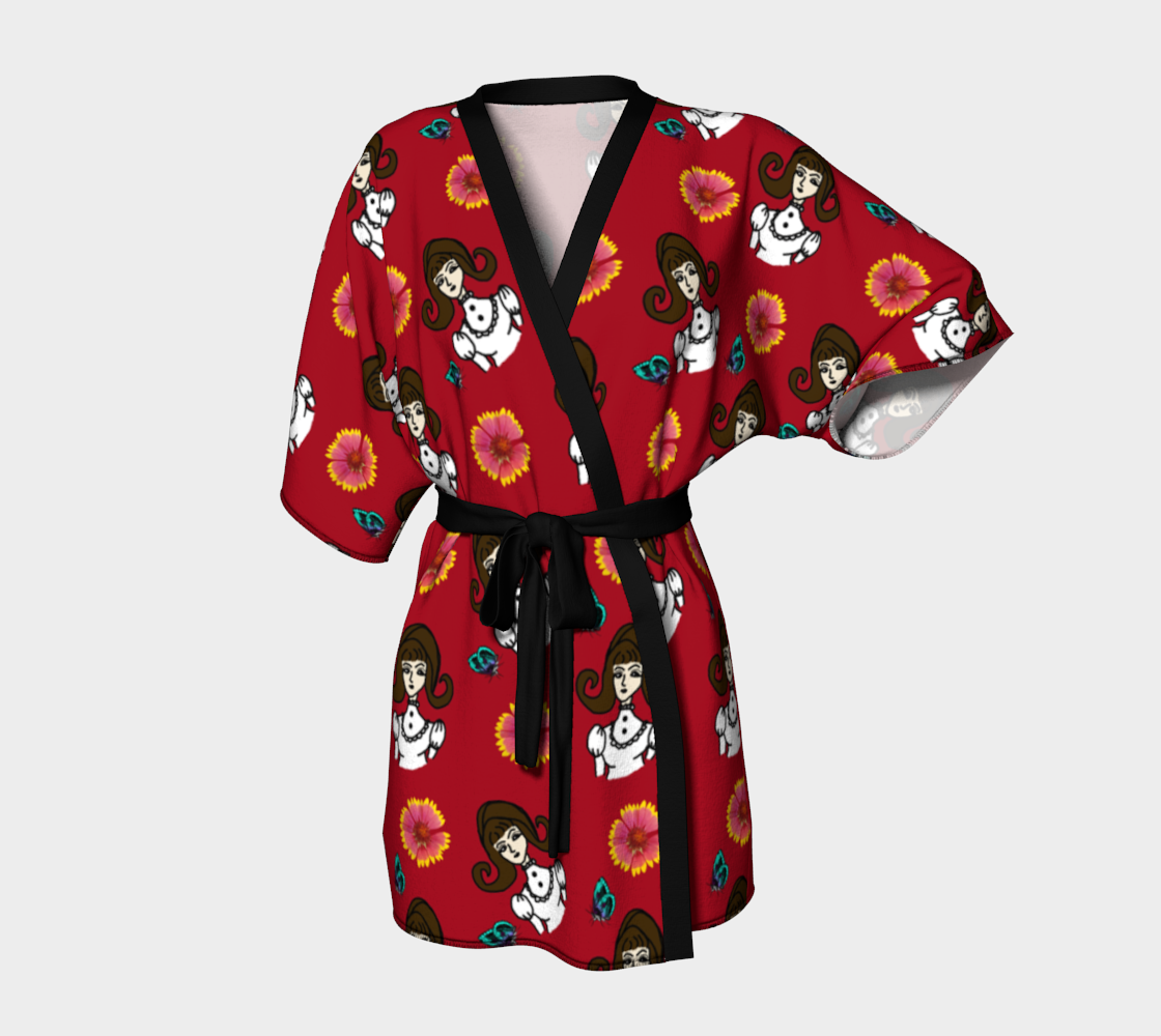 girl with dress red Kimono