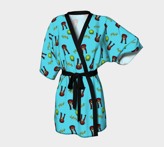 school girl pattern blue Kimono