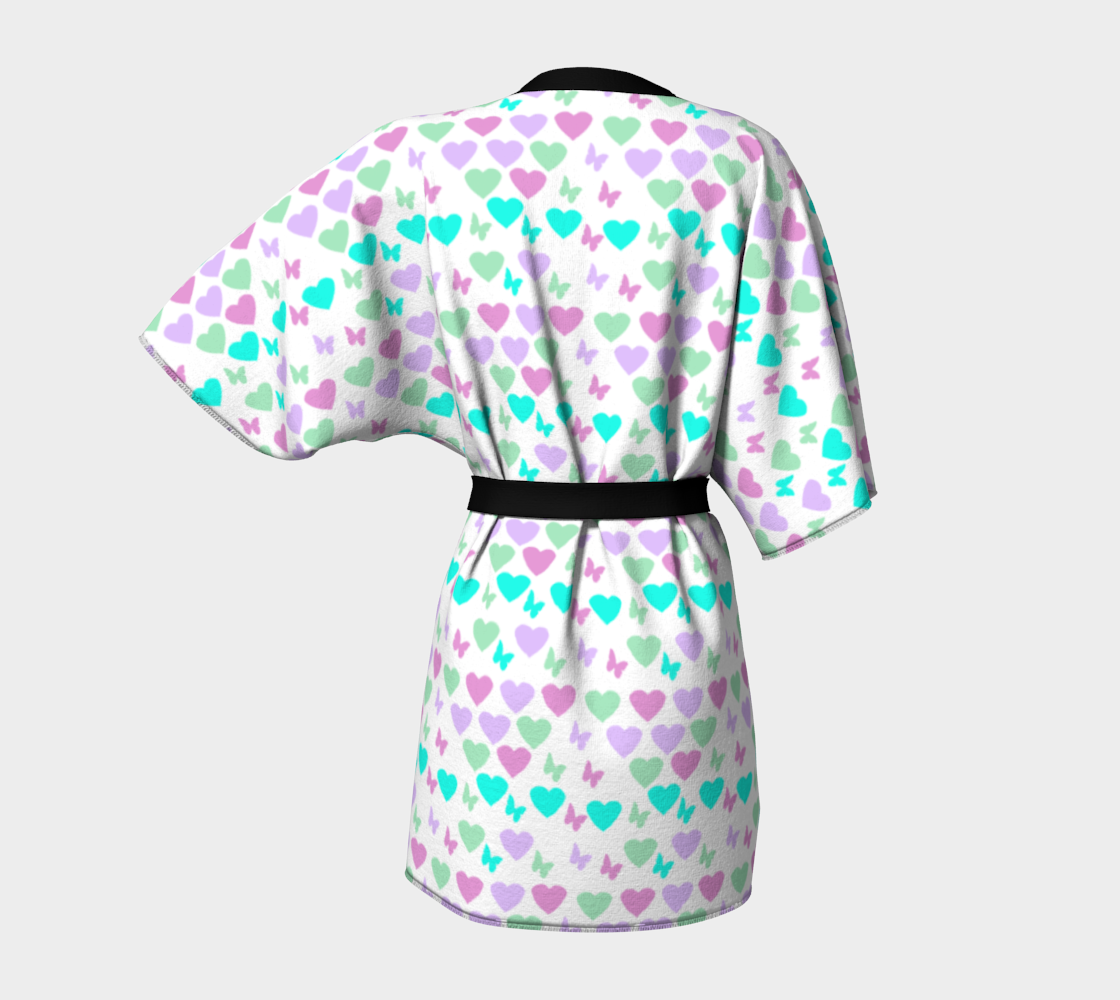 hearts butterflies white Kimono