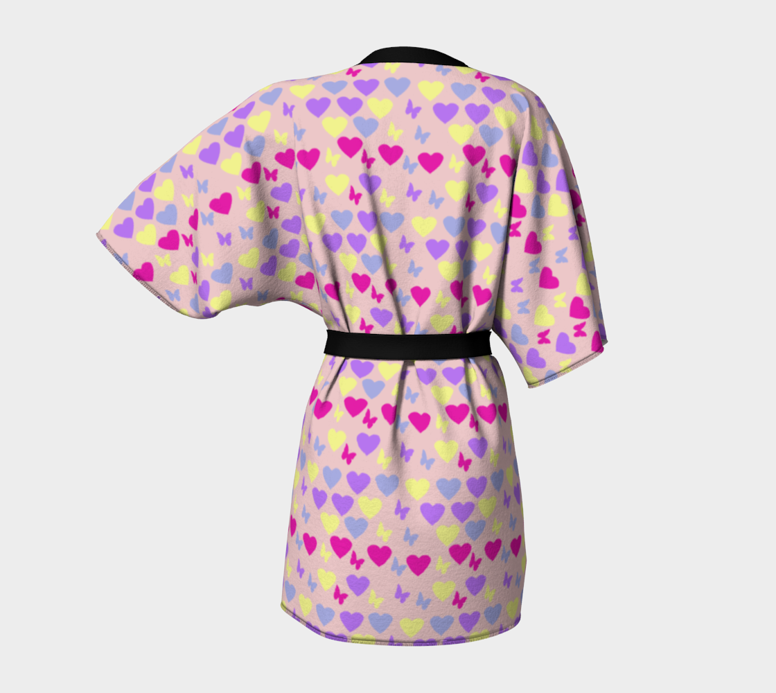 hearts butterflies pink Kimono