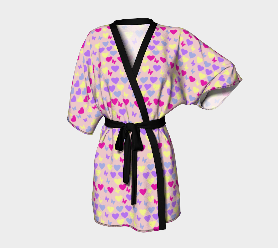 hearts butterflies pink Kimono