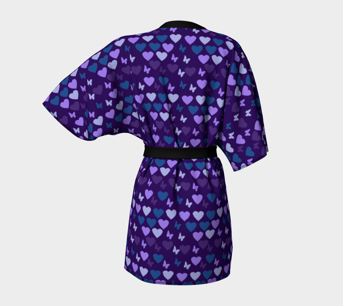 hearts butterflies blue Kimono