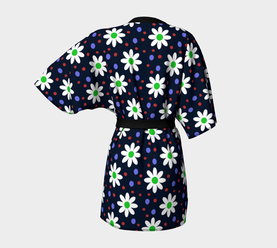 daisy dots navy blue Kimono