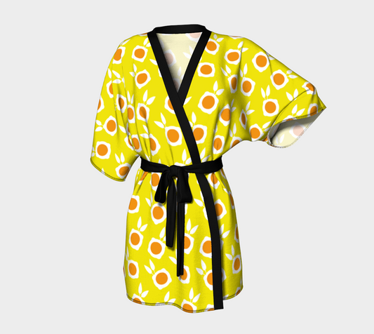 square flowers yellow Kimono