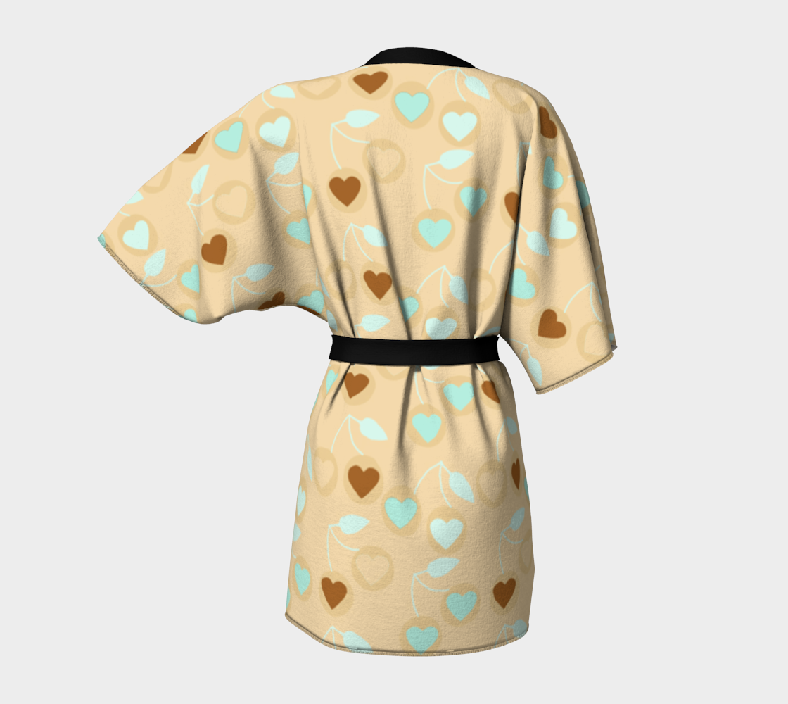 beige heart cherries Kimono